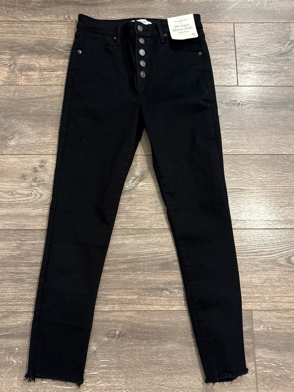Abercrombie & Fitch Black High-Rise Skinny Jeans with Button Fly